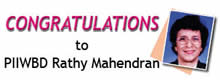 Congratulations PIIWBD Rathy Mahendran
