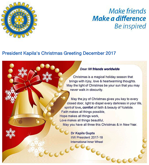 IIW President Kapila's Christmas Greeting December 2017